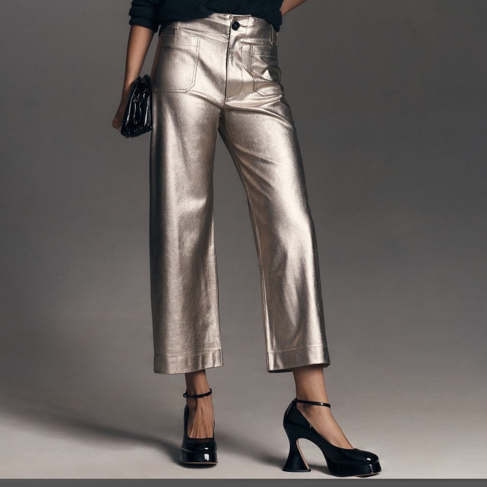 Maeve Colette Metallic gold pants